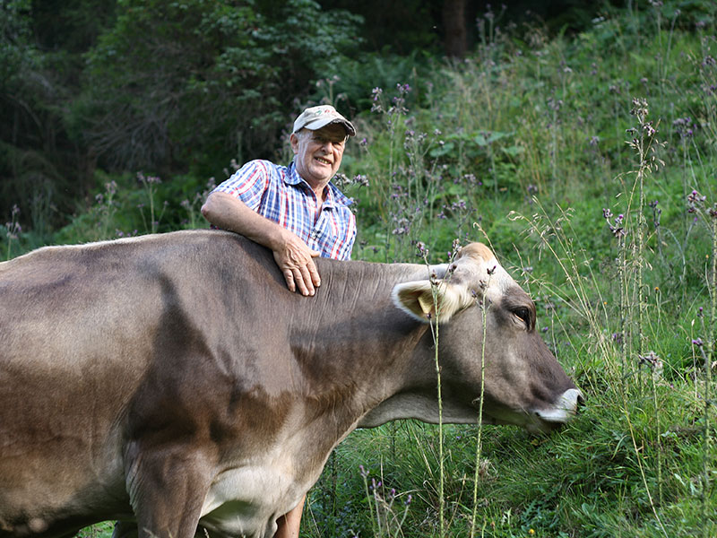 Bauer mit Kuh